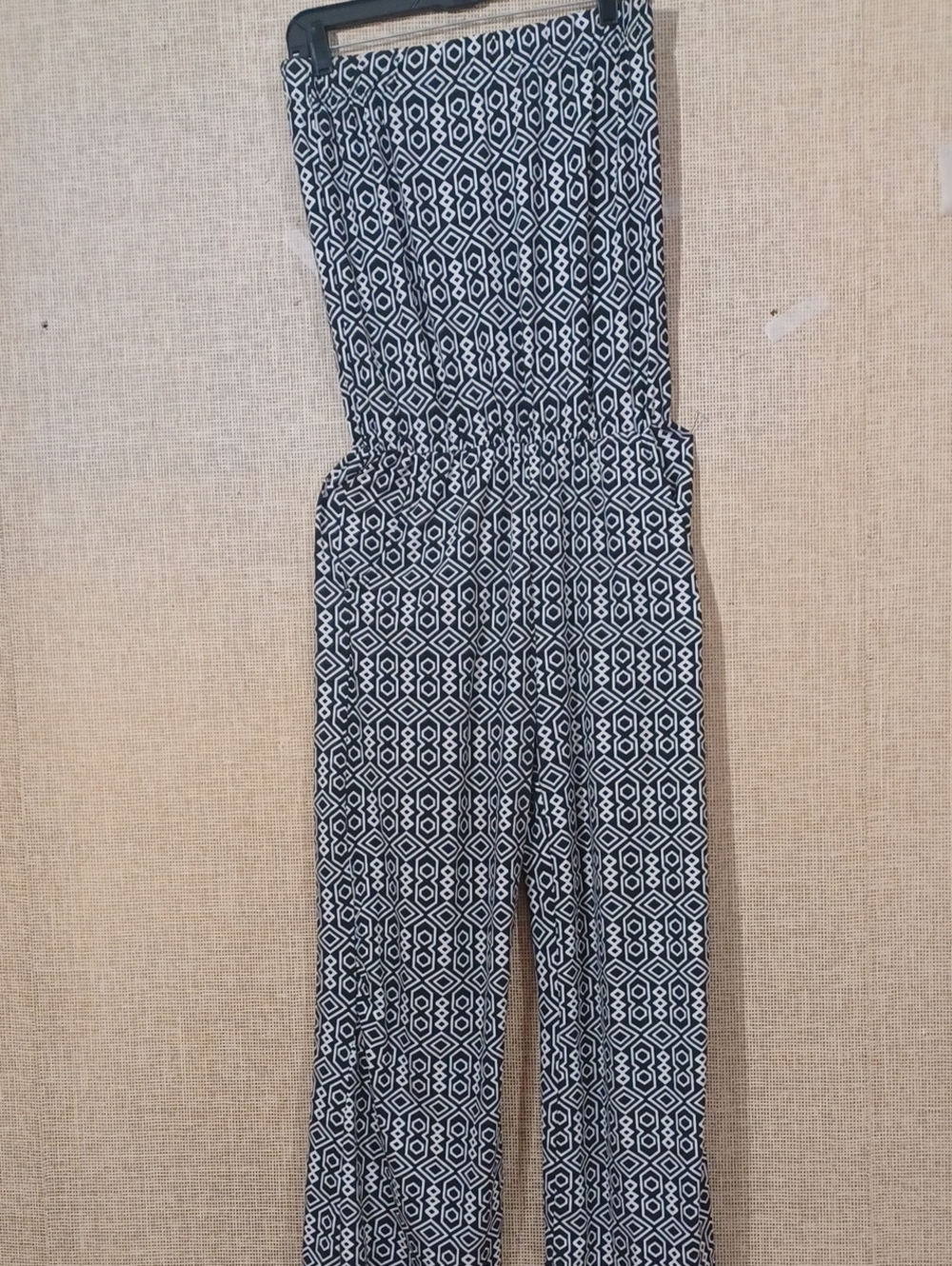 5th & Love Black & White Geometric Strapless Jumpsuit